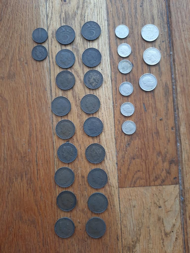 Munten Willemientjes, Koningin Wilhelmina, Ophalen of Verzenden, Koningin Wilhelmina, 25 cent, Setje