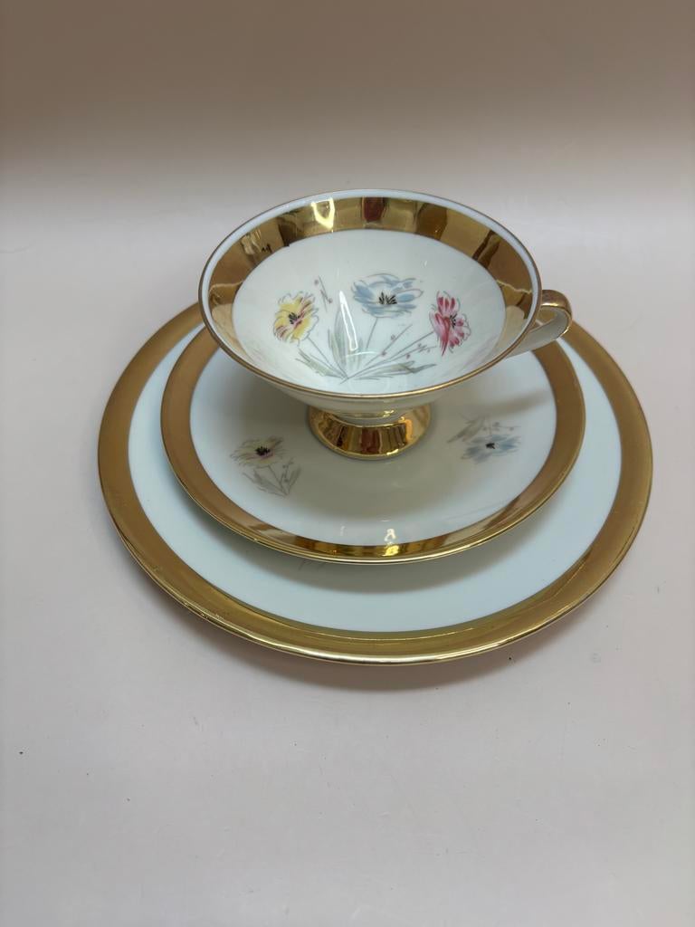 Bavaria Elfenbein Porzellan kop-en-schotelset toren 3 delig, Ophalen of Verzenden