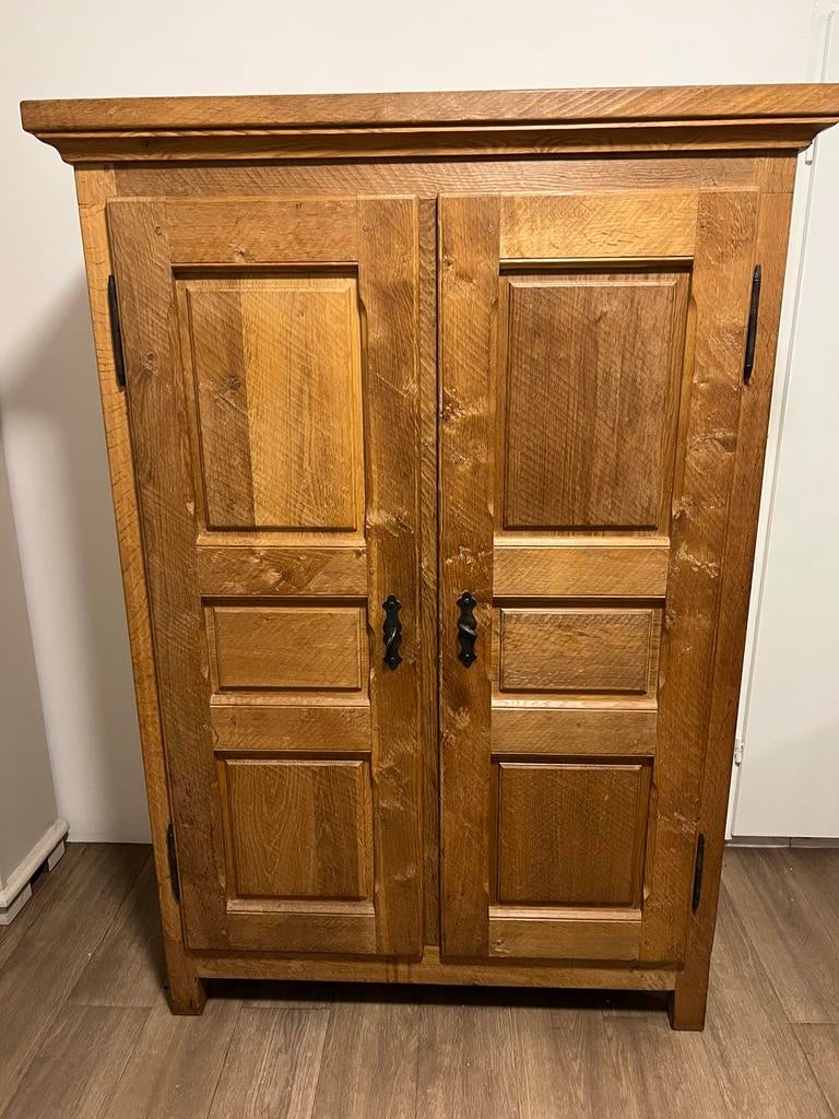 Massief Eiken kast met verstelbare planken - 125x65x180cm, Ophalen, Gebruikt, 100 tot 150 cm, 150 tot 200 cm