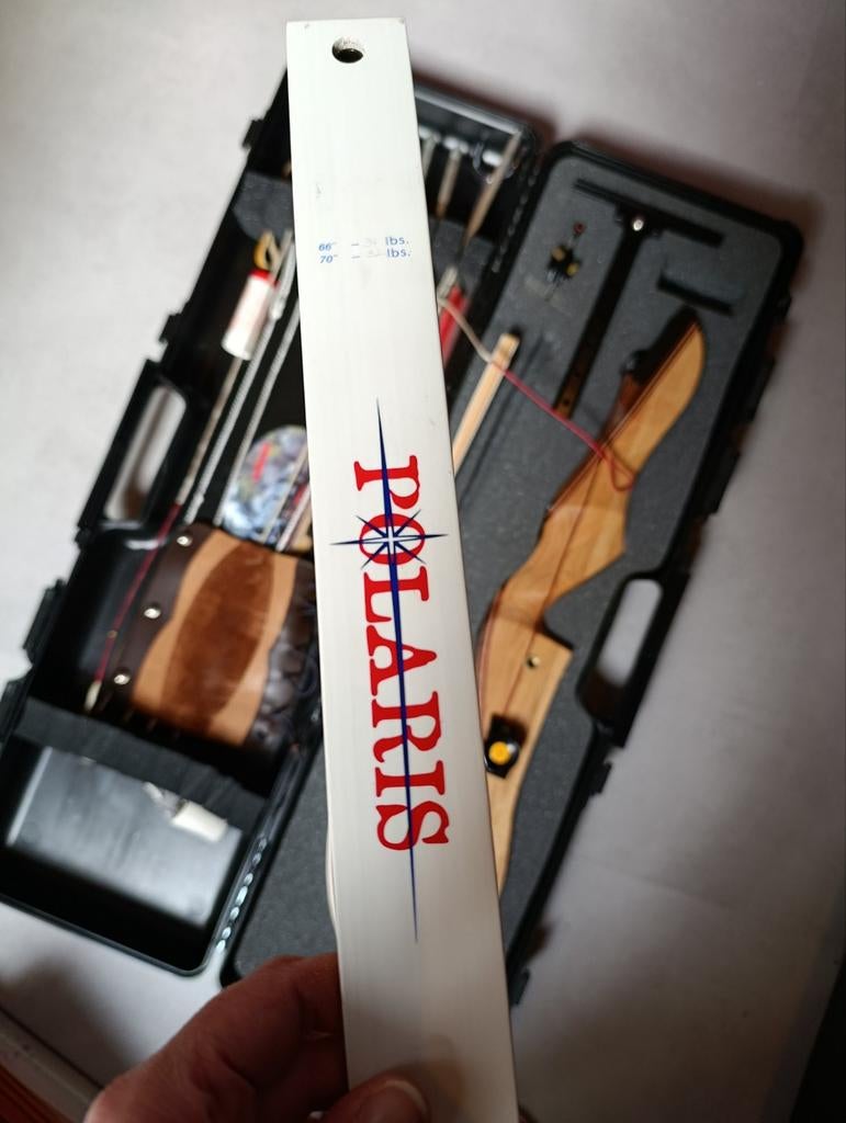 Handboog Polaris + standaard + koffer + pijlen + pijlenkoker, Ophalen of Verzenden