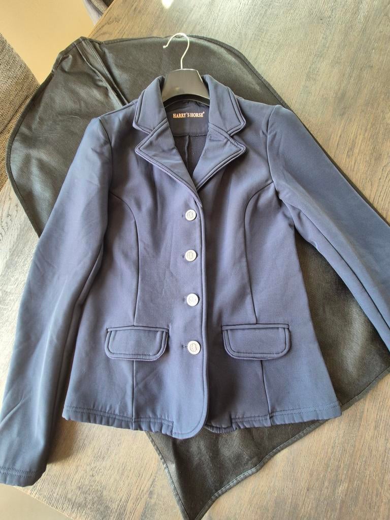 Blauw wedstrijd jasje en Wit shirt paardrijden., Ophalen, Zo goed als nieuw, Bovenkleding, Kinderen