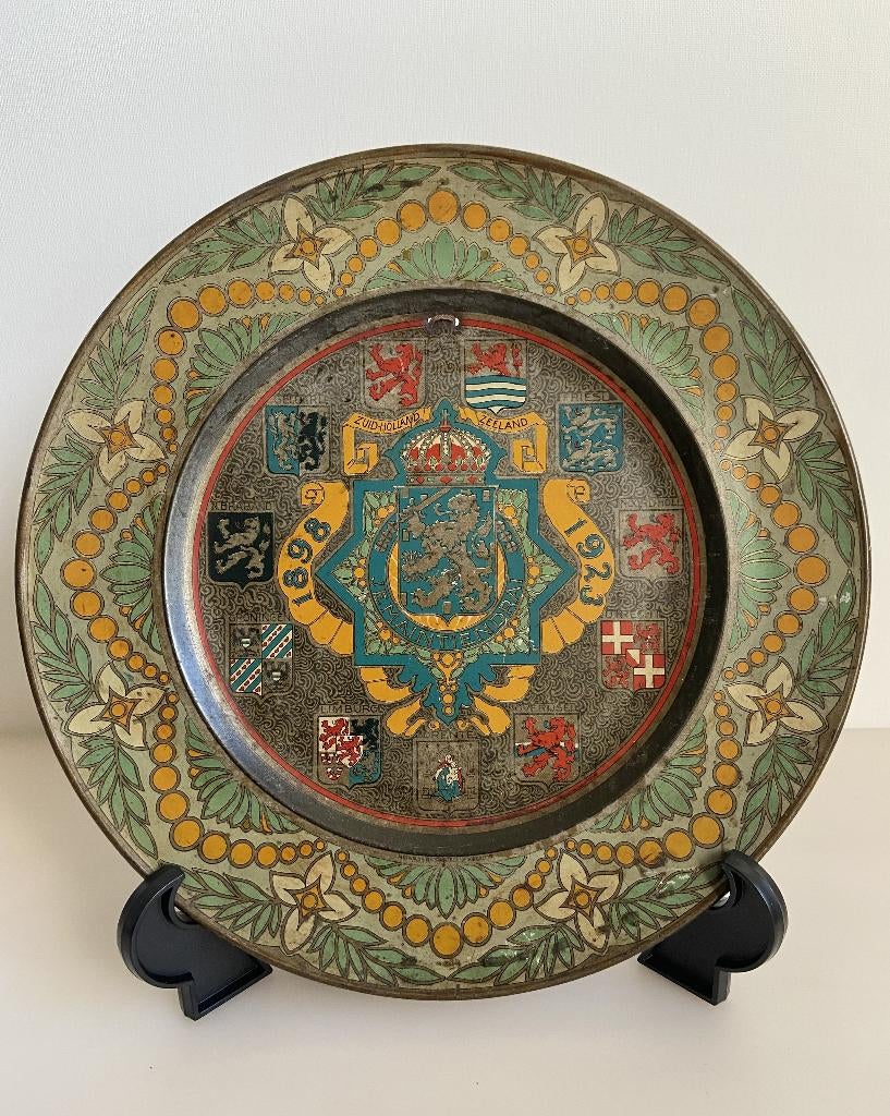 Antiek Wandbord Wilhelmina 1898-1923, Ophalen of Verzenden, Gebruikt, Overige typen