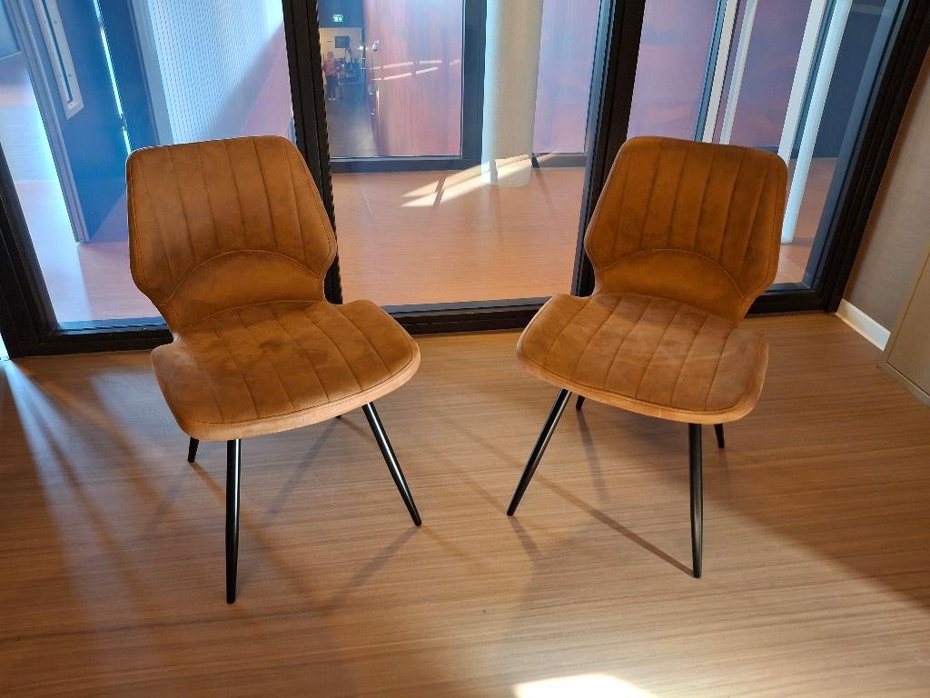 eetkamerstoelen, Huis en Inrichting, Stoelen, Ophalen, Gebruikt, Twee, Bruin