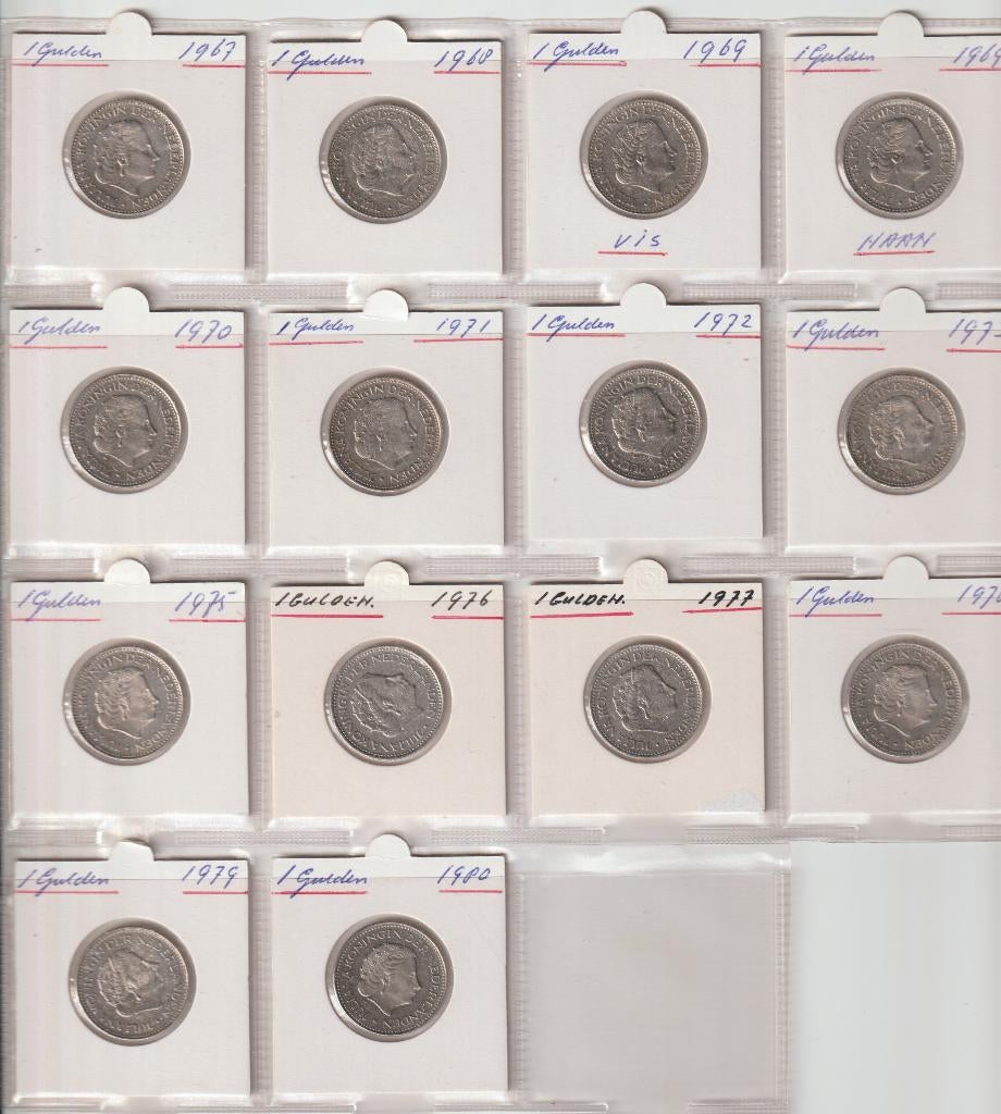 Guldens 1967 t/m 1980, Postzegels en Munten, Munten | Nederland, Ophalen of Verzenden, Koningin Juliana, 1 gulden