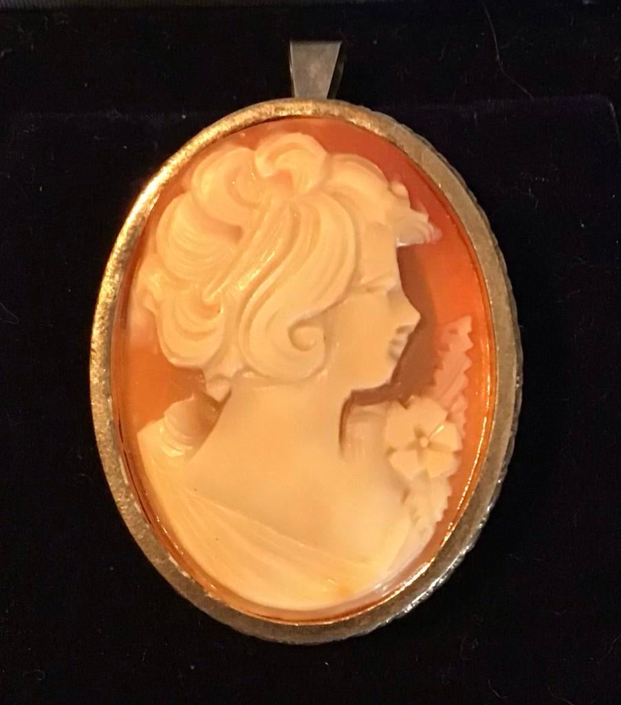 Antieke Handgesneden Unieke Camee Hanger/Broche, Ophalen of Verzenden, Overige materialen, Hanger