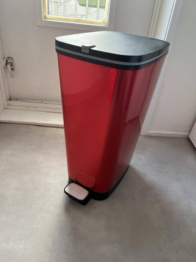 prullenbak rood, Kunststof, Met pedaal, 40 liter of meer, Ophalen of Verzenden
