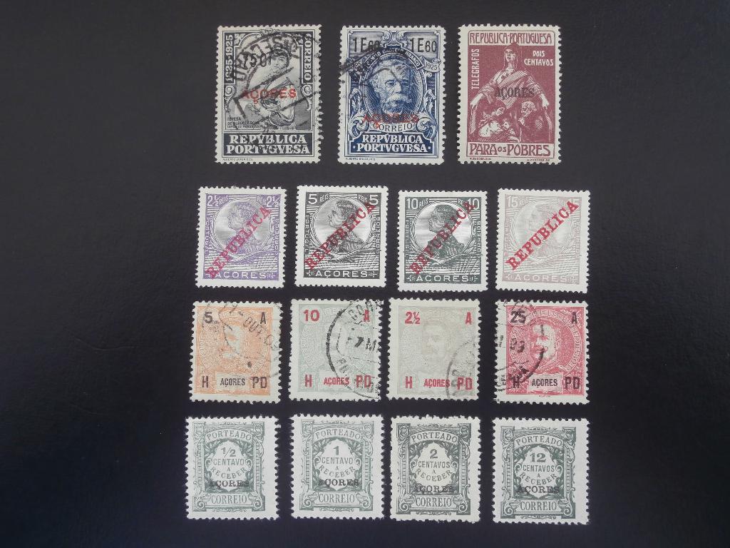 AZOREN; KAVEL 15 verschillenden LEES, Verzenden, Gestempeld