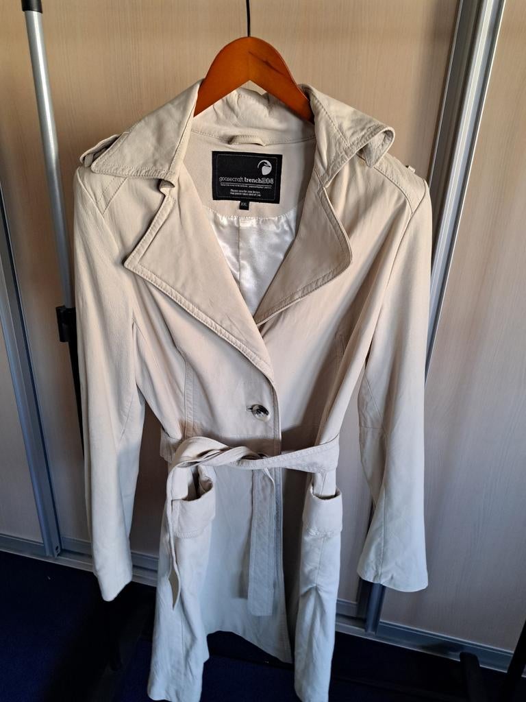 Goosecraft trenchcoat 204   off white  leer, Verzenden, Zo goed als nieuw, Maat 38/40 (M), Wit