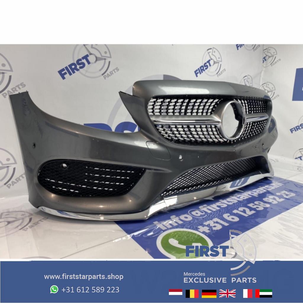W205 C43 AMG VOORBUMPER COMPLEET Mercedes C Klasse 43 bumper, Gebruikt, -, Voor, Ophalen of Verzenden