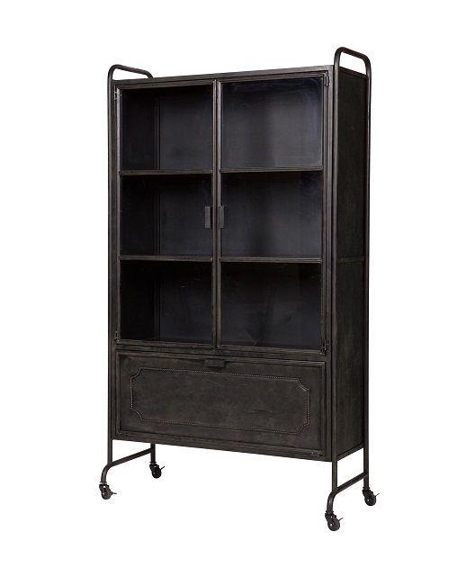 BePure Home Vitrinekast Zwart - Industriële Stijl, Huis en Inrichting, Kasten | Vitrinekasten, Ophalen, Gebruikt, 50 tot 100 cm