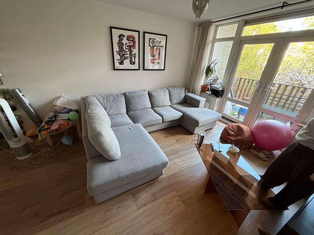 Comfortabele Grijze U-bank - Hoekbank, Ophalen, Gebruikt, Hoekbank, 300 cm of meer