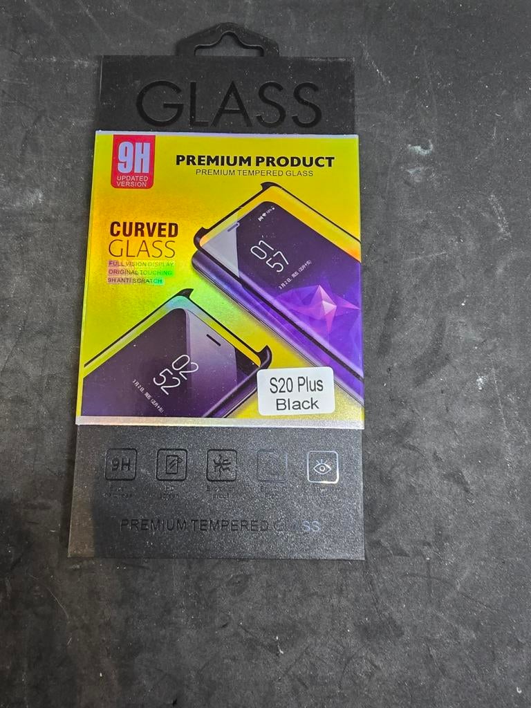 Premium Tempered Glass Screenprotector S20 Plus Zwart, Ophalen of Verzenden, Nieuw, Overige modellen, Frontje of Cover