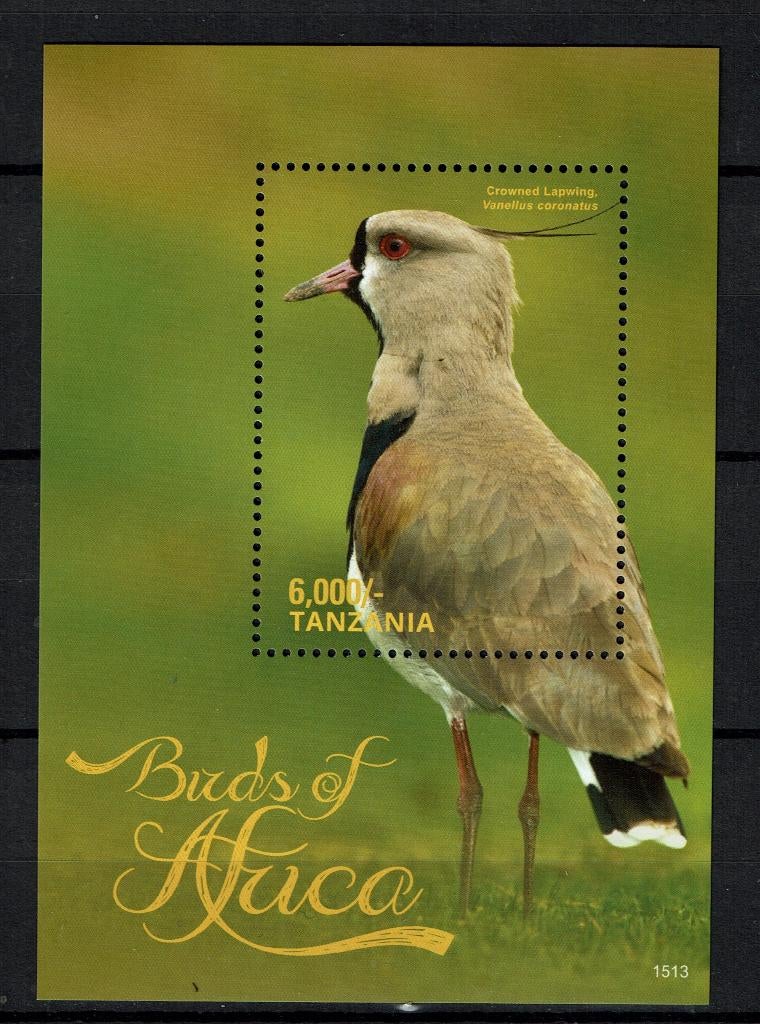 TANZANIA 2017 PF BLOK CHILEENSE KIEVIT VOGELS BIRDS, Ophalen of Verzenden, Postfris, Dier of Natuur