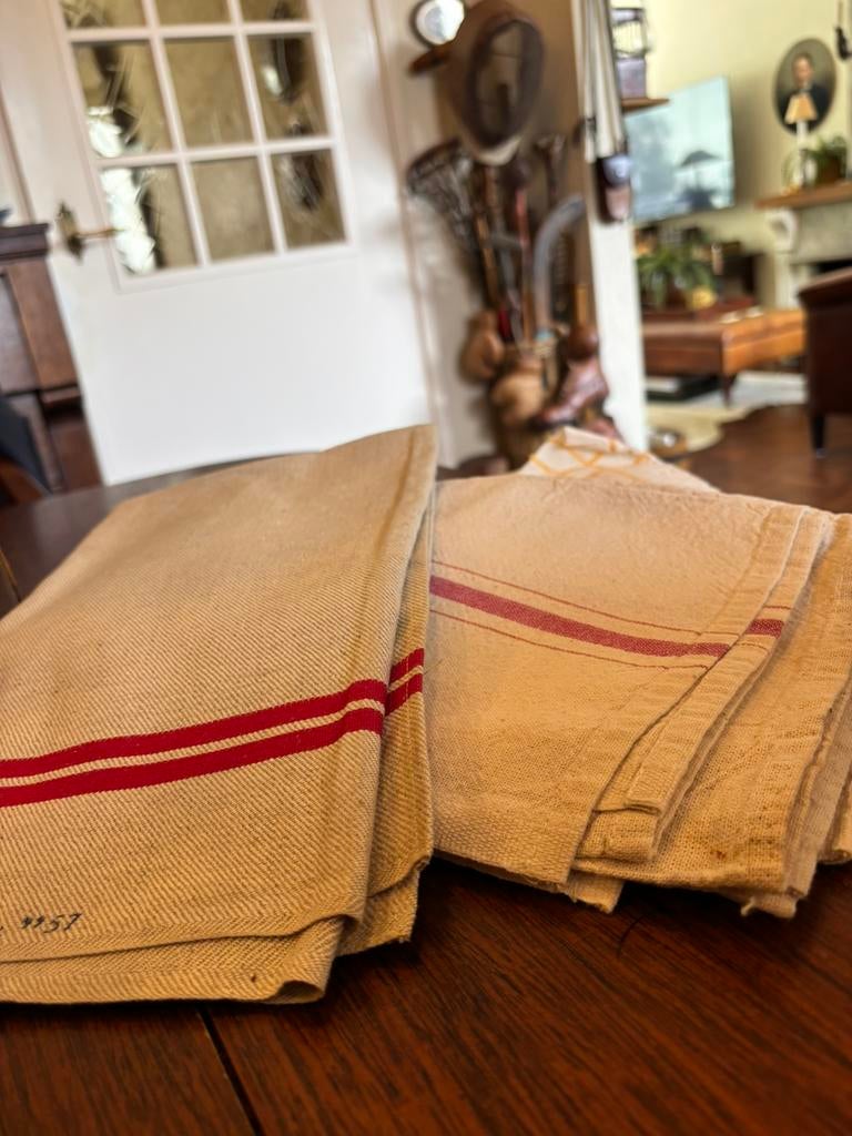 7 linnen franse keukendoeken, Antiek en Kunst, Ophalen of Verzenden