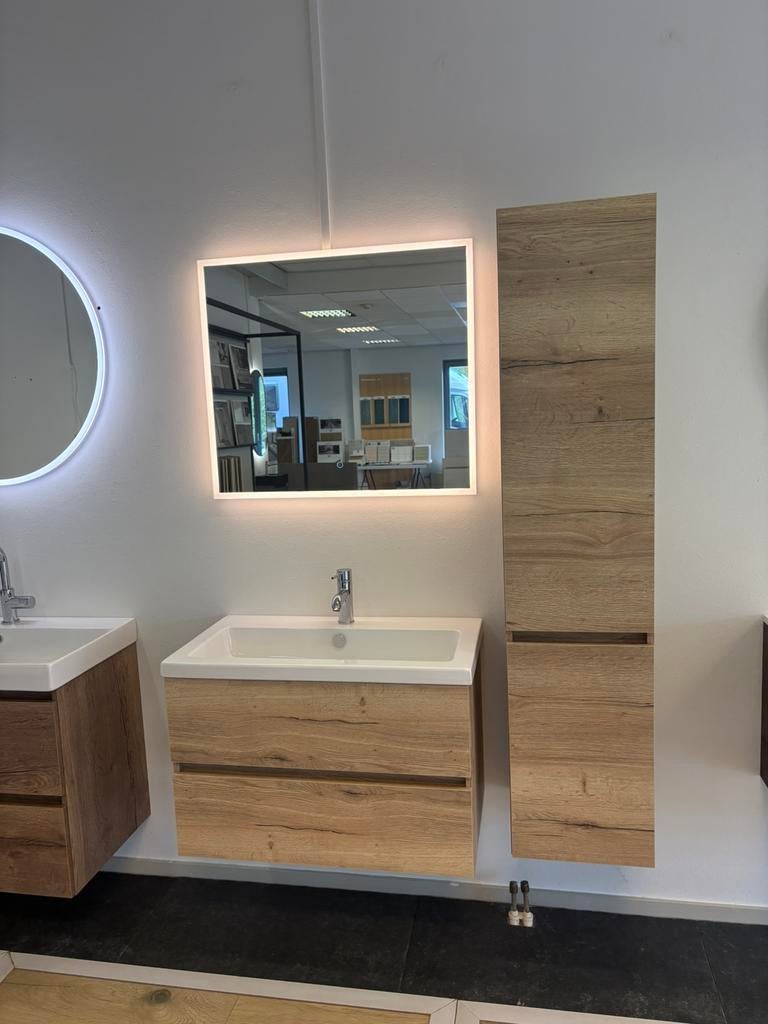 H&R Badmeubel Lorencio 80cm |  spiegel + hogekast