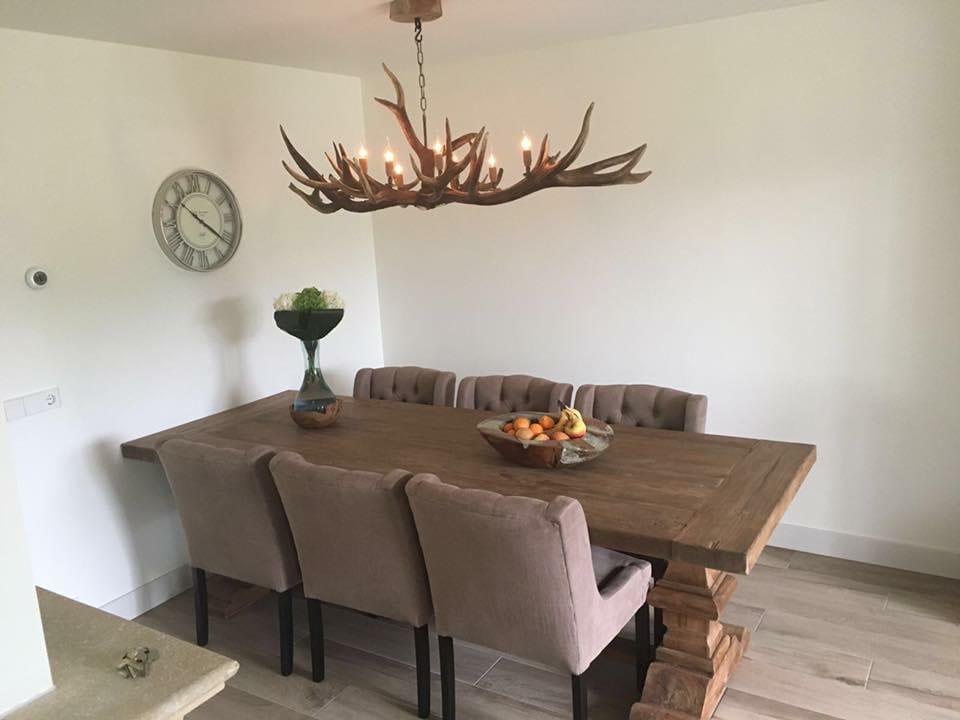 Prachtige handgemaakte geweien kroonluchter, Overige materialen, Nieuw, LM Lighting, Ophalen of Verzenden