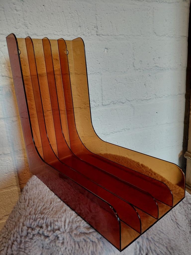 Vintage LP houder vinyl opbergsysteem smoky kunststof 1970, Ophalen of Verzenden, Zo goed als nieuw, Overige formaten