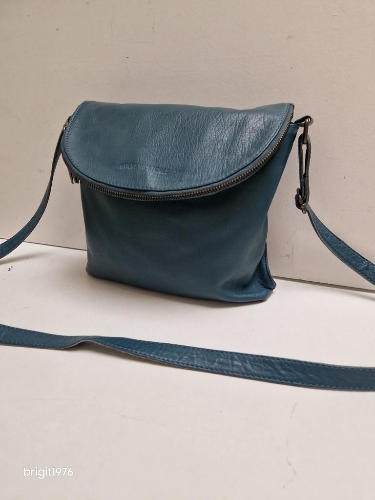 Sticksandstones Leren Tas Turquoise Blauw/Groen, Overige merken, Gebruikt, Blauw, Ophalen of Verzenden