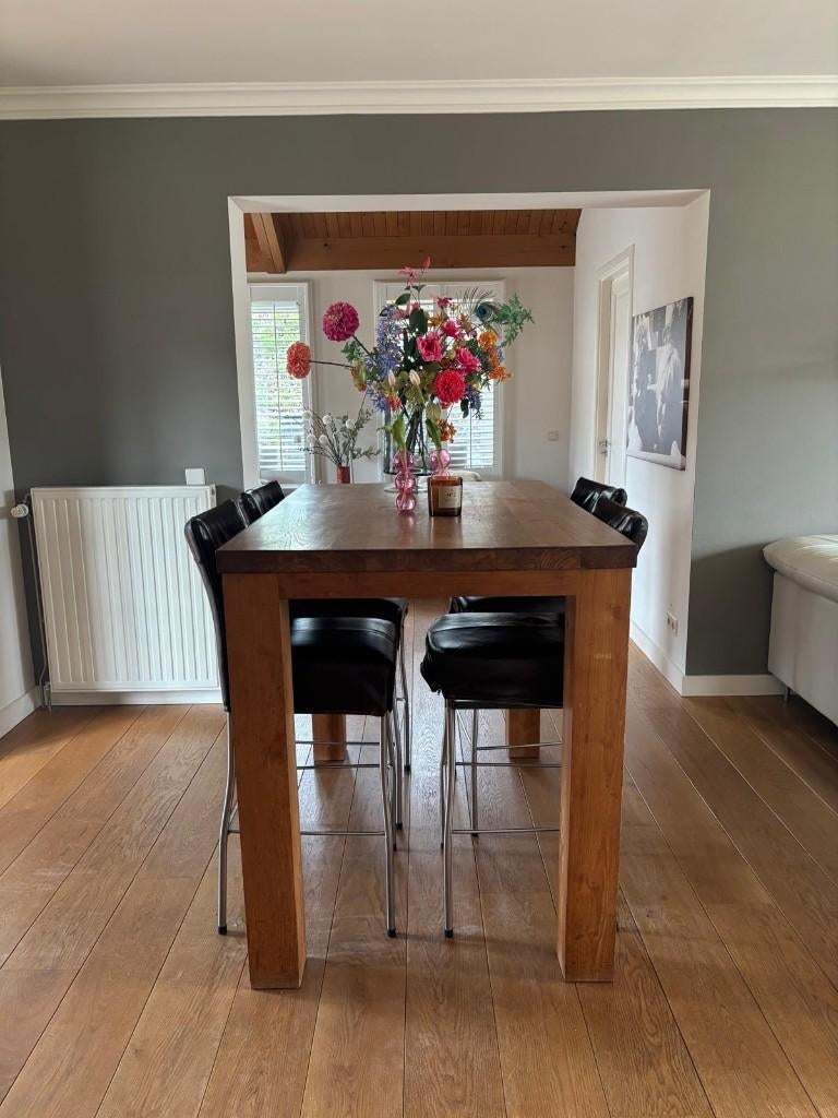 Te koop barstoelen, Huis en Inrichting, Barkrukken, Ophalen, Gebruikt, Met voetsteun, 60 tot 90 cm