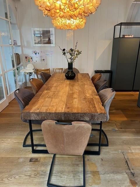 Eetkamertafel, eethoek, teak eettafel, stamtafel, Ophalen, Gebruikt, Teakhout, 200 cm of meer