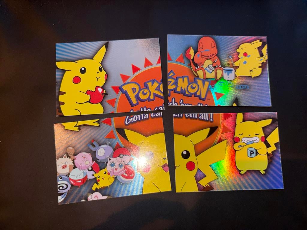 Pokémon Topps Foil Puzzle Kaarten (4 stuks), Ophalen of Verzenden, Zo goed als nieuw, Meerdere kaarten, Foil