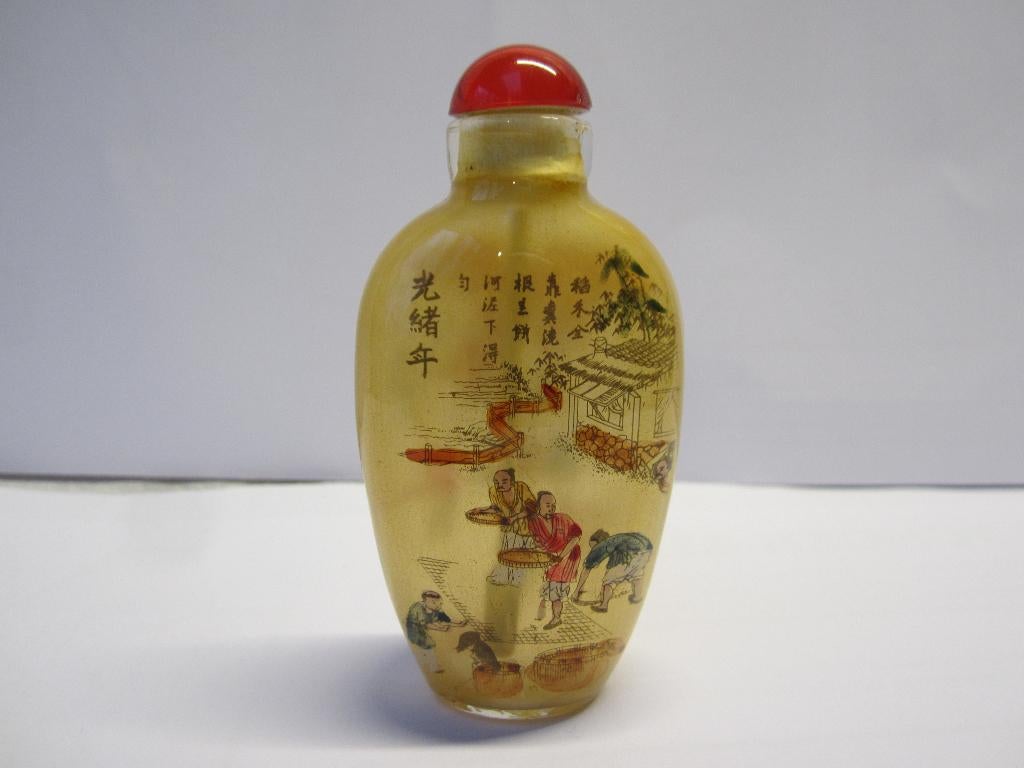 Chinese handbeschilderde snuff bottle, snuifflesje.9552#, Ophalen of Verzenden