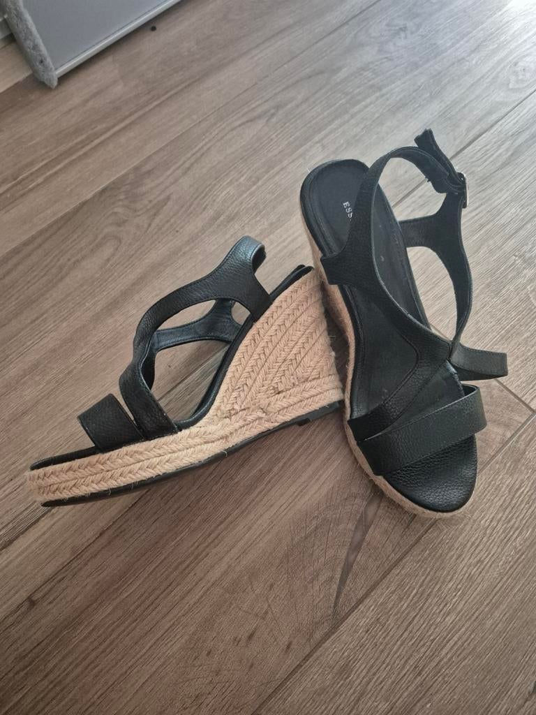 Sandalen/espadrilles sleehak Sacha mt. 38, Ophalen, Zwart, Sandalen of Muiltjes, Zo goed als nieuw