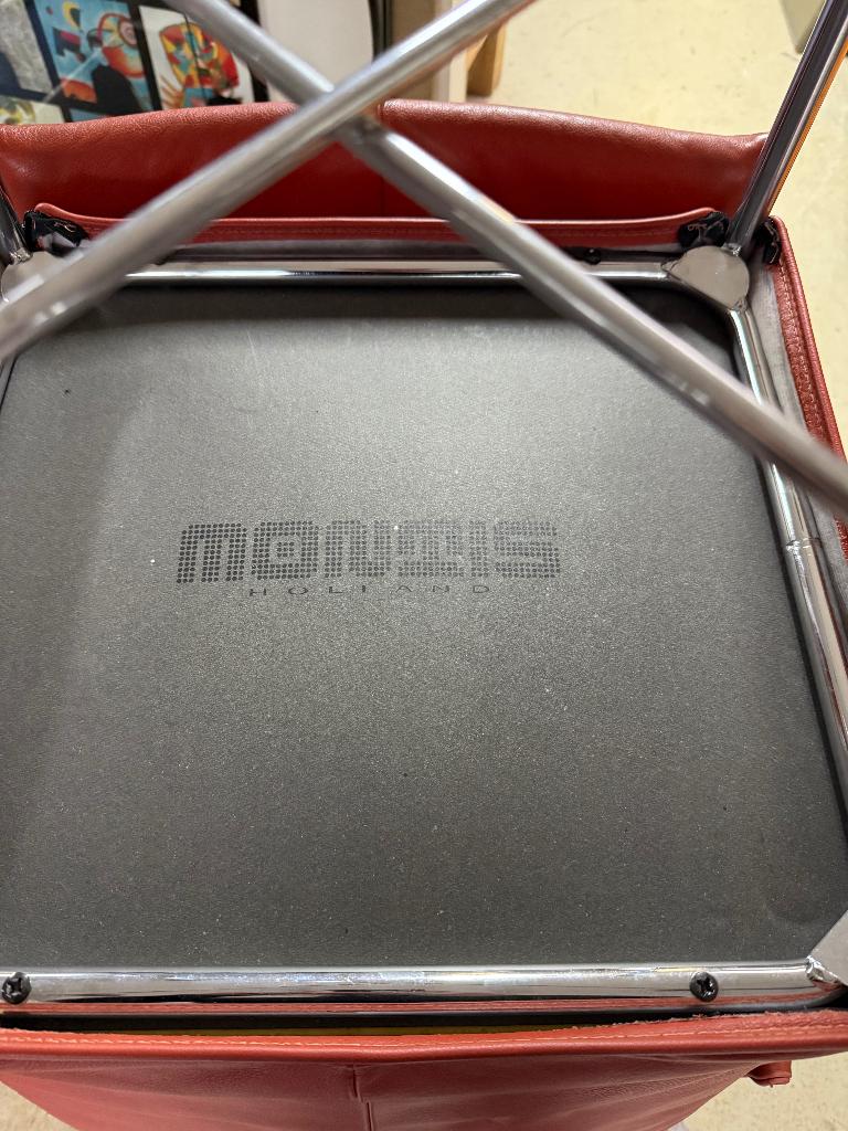 2x Montis Chaplin eetkamerstoelen steenrood, Ophalen, Overige kleuren, Zo goed als nieuw, Leer