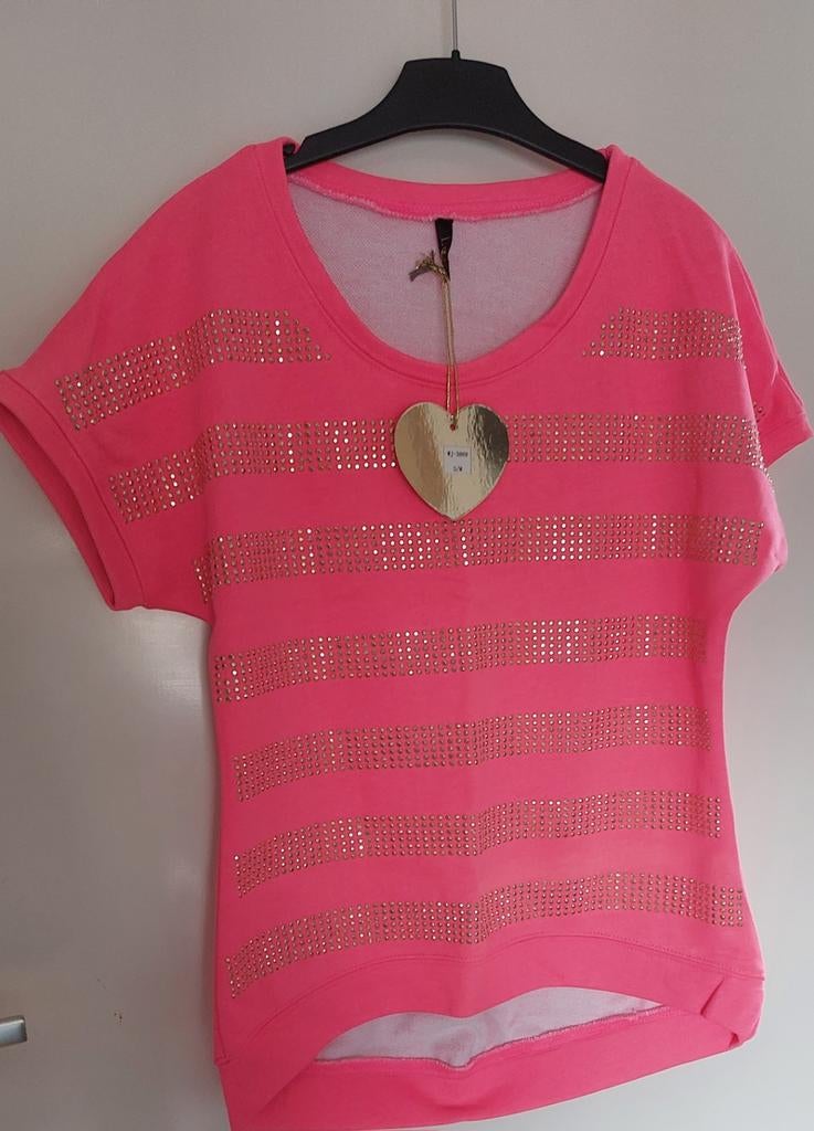 Bling Bling T-shirt Lmode Paris - Maat S/M, Maat 38/40 (M), Ophalen of Verzenden, Zo goed als nieuw, Roze