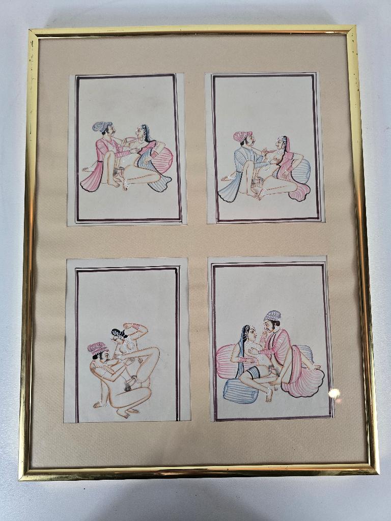 Miniatuurschilderingen Kama Sutra, India, midden 20e eeuw, Antiek en Kunst, Kunst | Niet-Westerse kunst, Ophalen of Verzenden