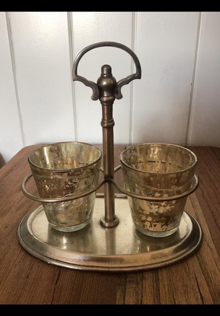 Zilver kleurig rekje voor bv waxinelichtjes of ontbijt tafel, Ophalen of Verzenden, Zo goed als nieuw