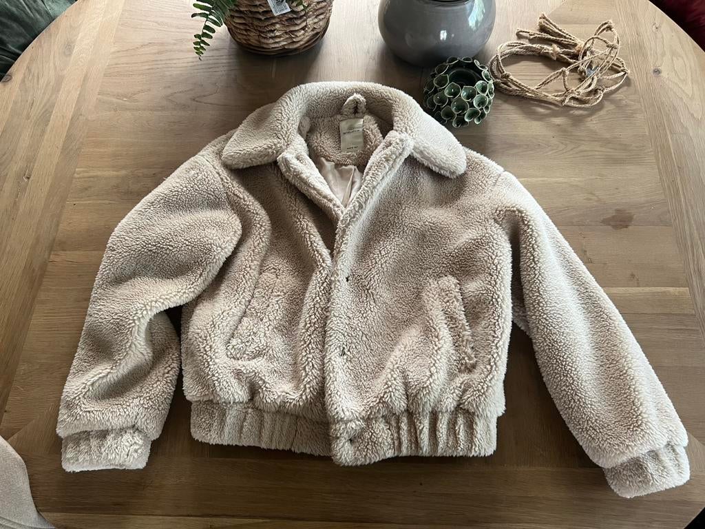 Teddy jas kort model creme maat S, Ophalen, Beige, Zo goed als nieuw, Maat 36 (S)