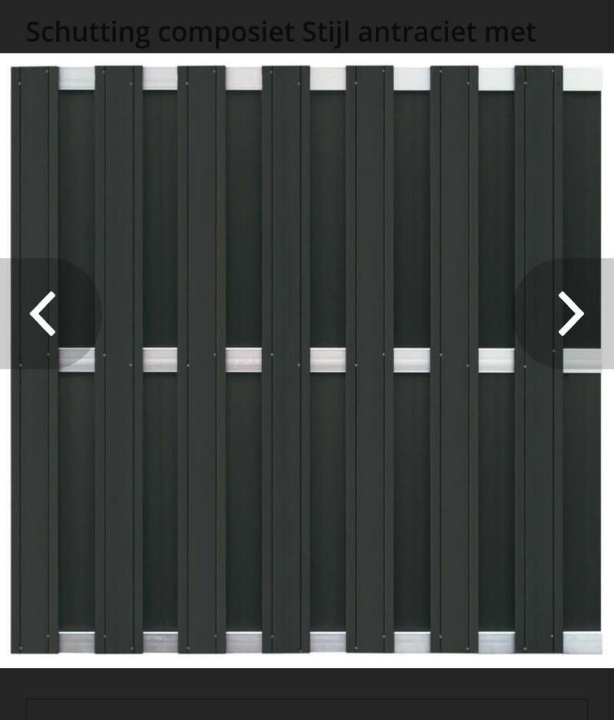 Composiet schutting antraciet WPC/HKC 180x180, Tuin en Terras, Ophalen, Kunststof, Minder dan 3 meter, Nieuw