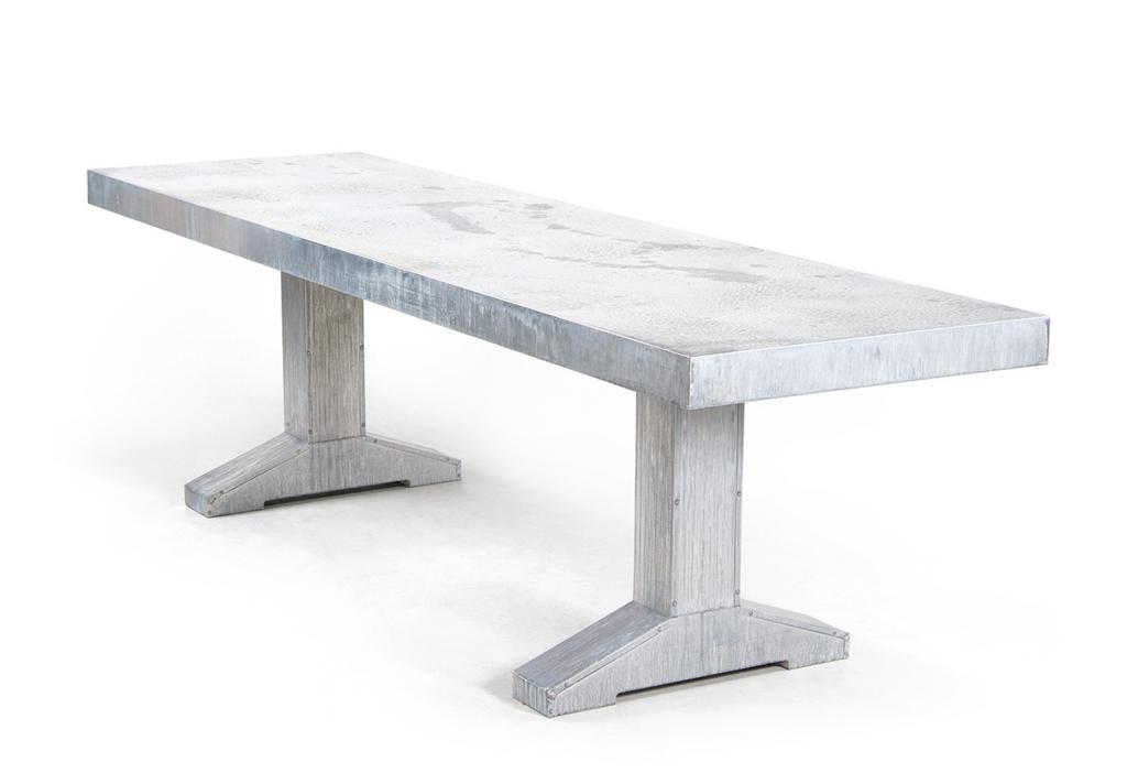 Piet Hein Eek zinken tafel 280 cm, 200 cm of meer, Zo goed als nieuw, Vijf personen of meer, Kersenhout