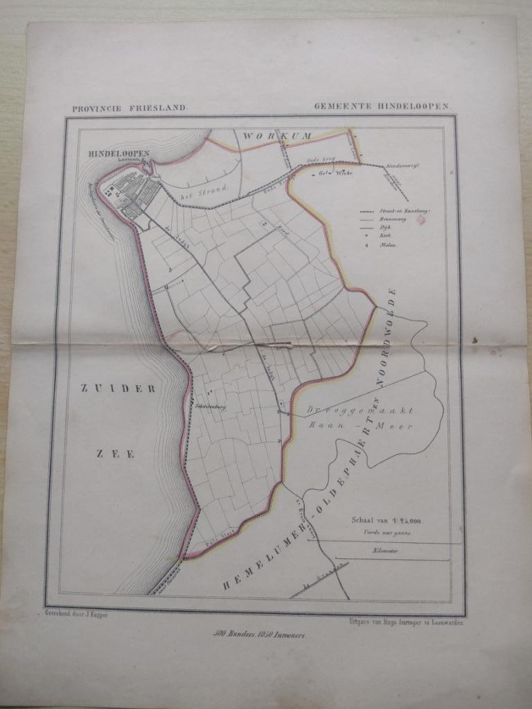 19 Hindeloopen Schuilenburg Litho Kuyper 1867, Ophalen of Verzenden