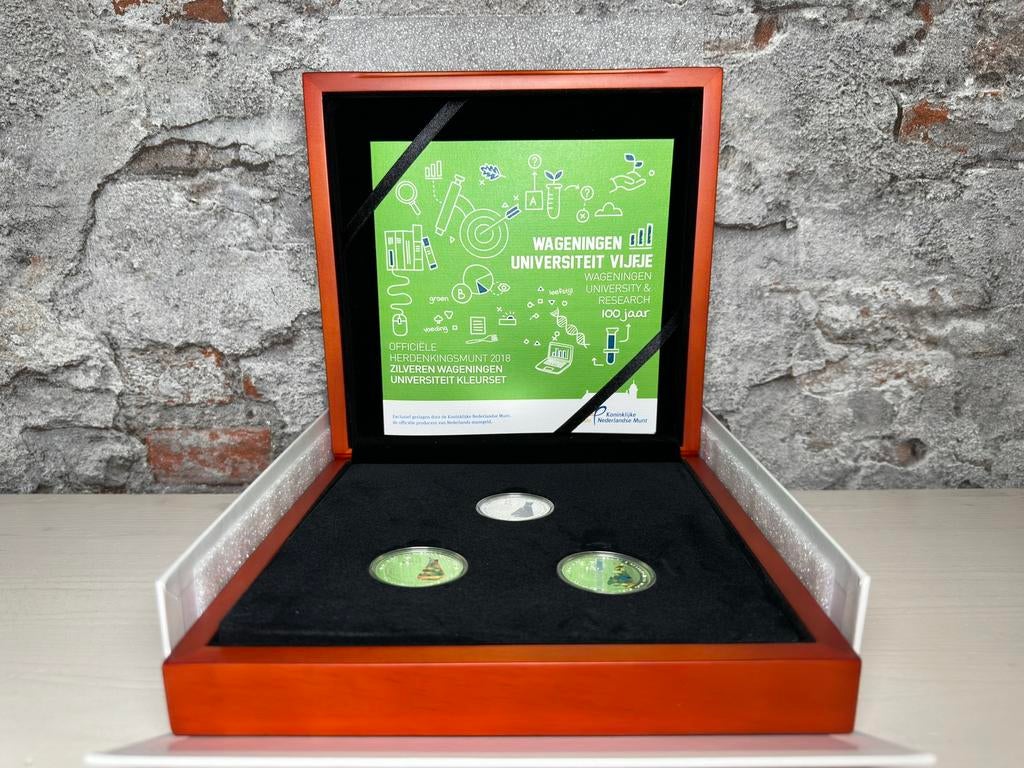 Zilveren Wageningen Universiteit kleurset Coincard, Postzegels en Munten, Munten | Nederland, Ophalen of Verzenden, Koningin Beatrix