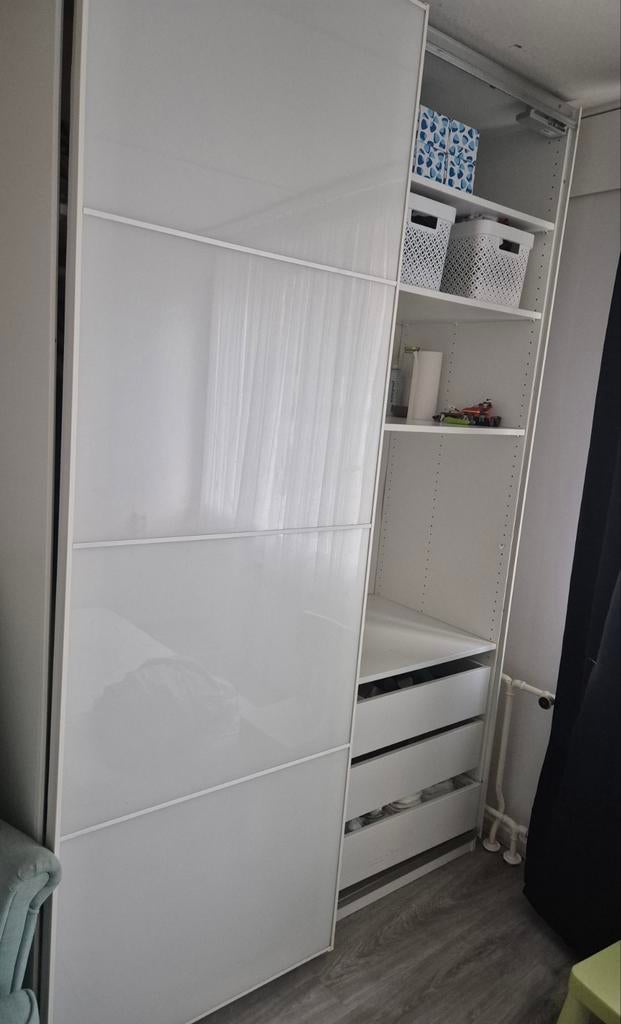 Ikea Pax kledingkast met schuifdeuren en lades, Ophalen of Verzenden, Gebruikt, 50 tot 75 cm, 200 cm of meer
