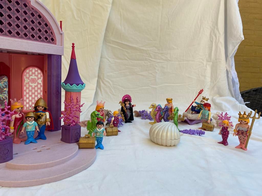 Playmobil zeemeerminnen set met zeepaard koets en theehuis, Ophalen of Verzenden, Zo goed als nieuw, Los playmobil