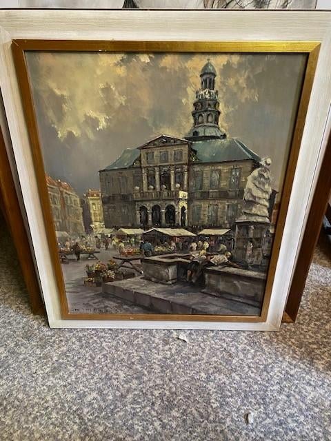 Schilderij Markt Maastricht - Onbekende Kunstenaar, Antiek en Kunst, Kunst | Schilderijen | Klassiek, Ophalen of Verzenden