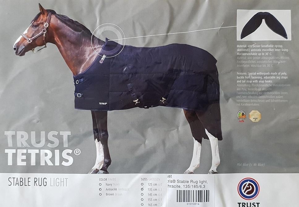 Paardendeken / Staldeken TRUST Tetris 135/185/6.3 Antraciet, Dieren en Toebehoren, Paarden en Pony's | Dekens en Dekjes, Ophalen of Verzenden