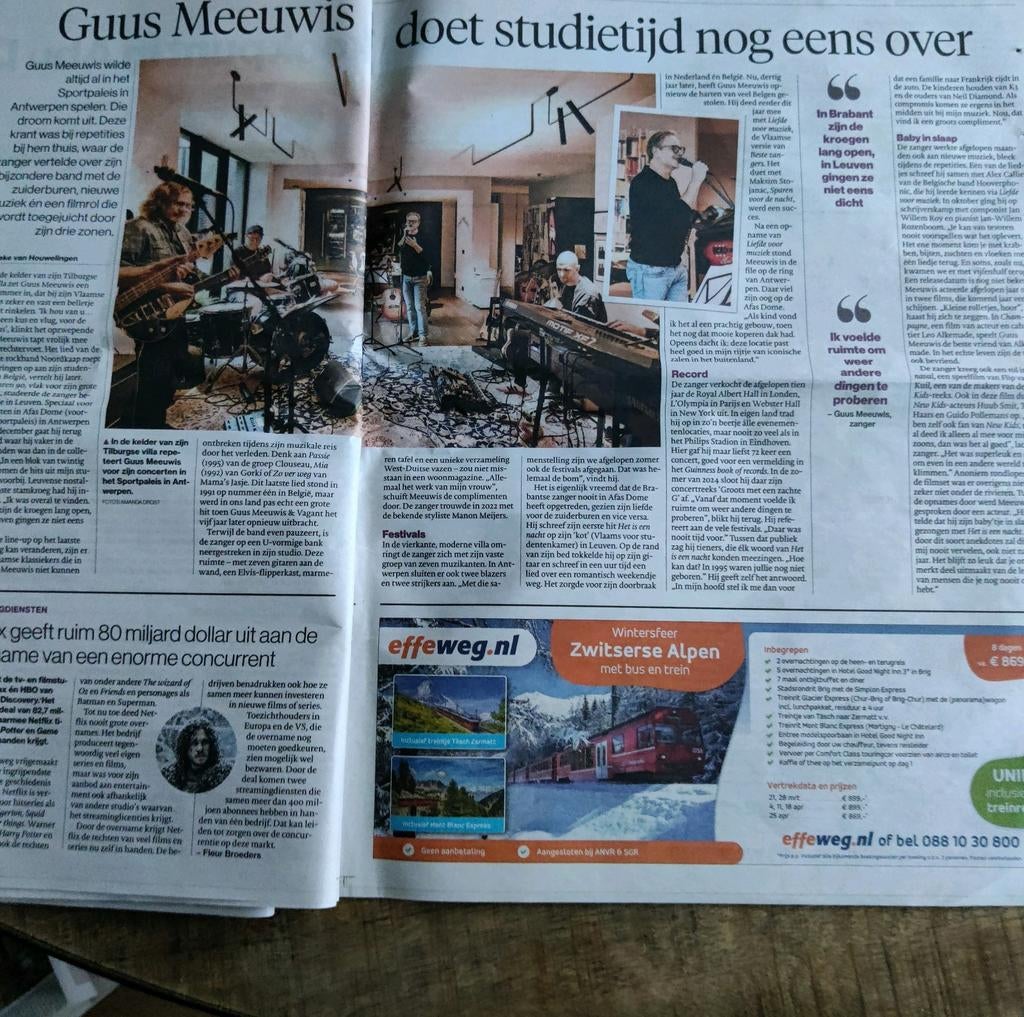 Guus Meeuwis krantenartikel krantenknipsel, Ophalen of Verzenden, 1980 tot heden, Nederland, Knipsel(s)