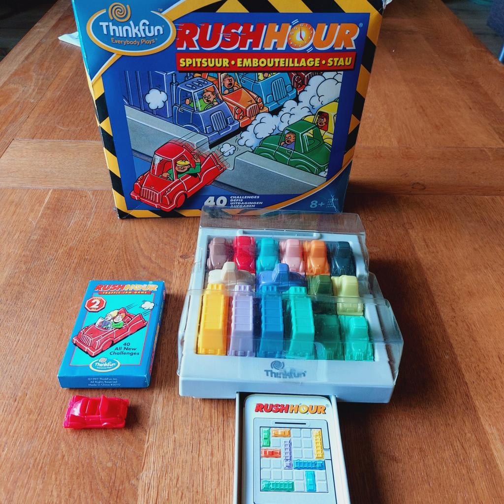 Rush Hour Thinkfun met uitbreiding 2, Hobby en Vrije tijd, Gezelschapsspellen | Bordspellen, Gebruikt, Een of twee spelers, Thinkfun