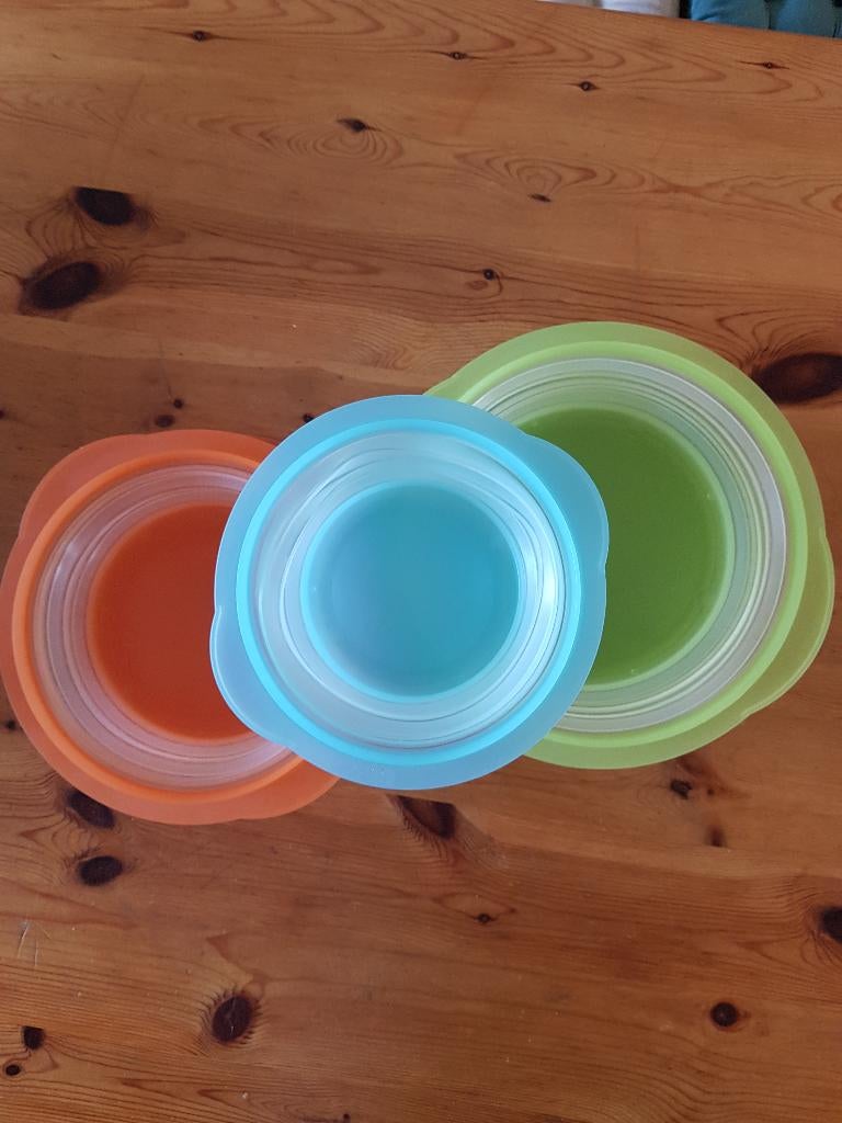 3 opvouwbare Tuperware bakjes, Ophalen, Gebruikt, Groen, Bak of Kom