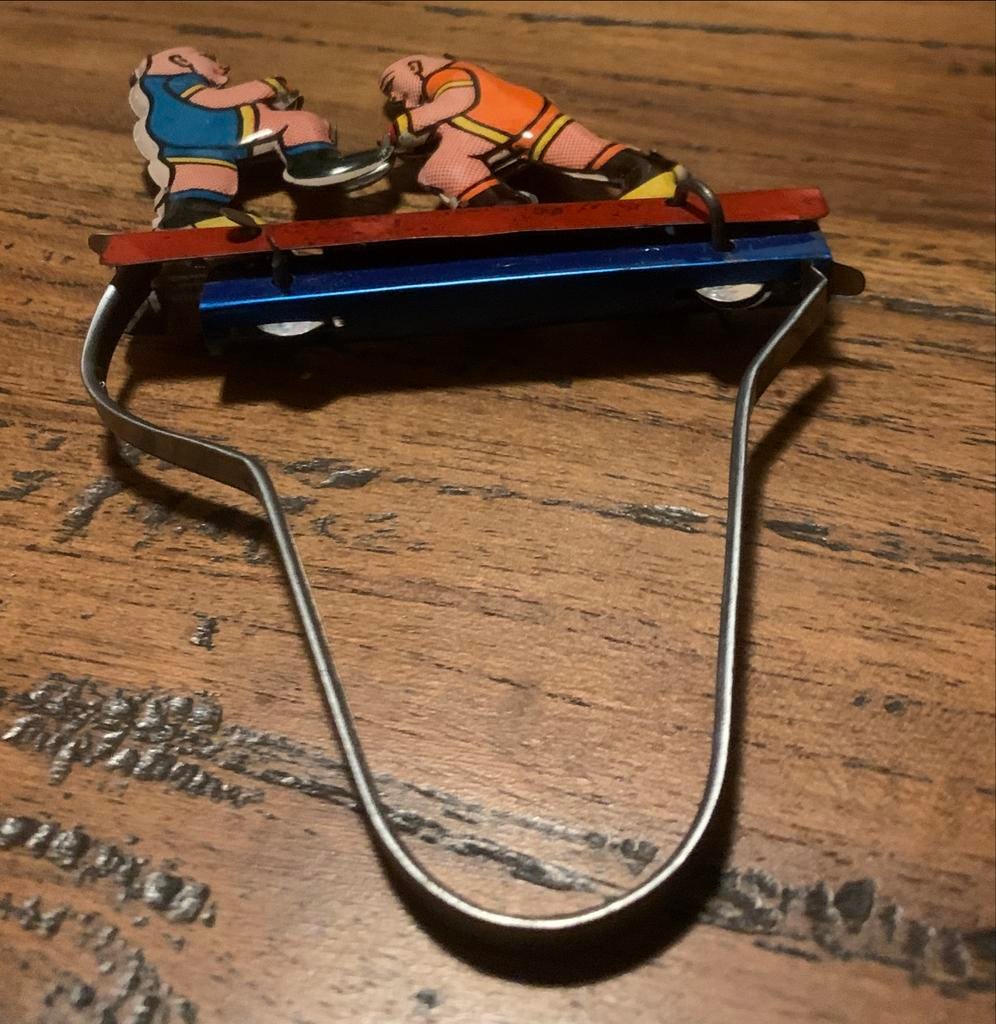 Vintage blikken speelgoed worstelaars knijper blik, Ophalen of Verzenden