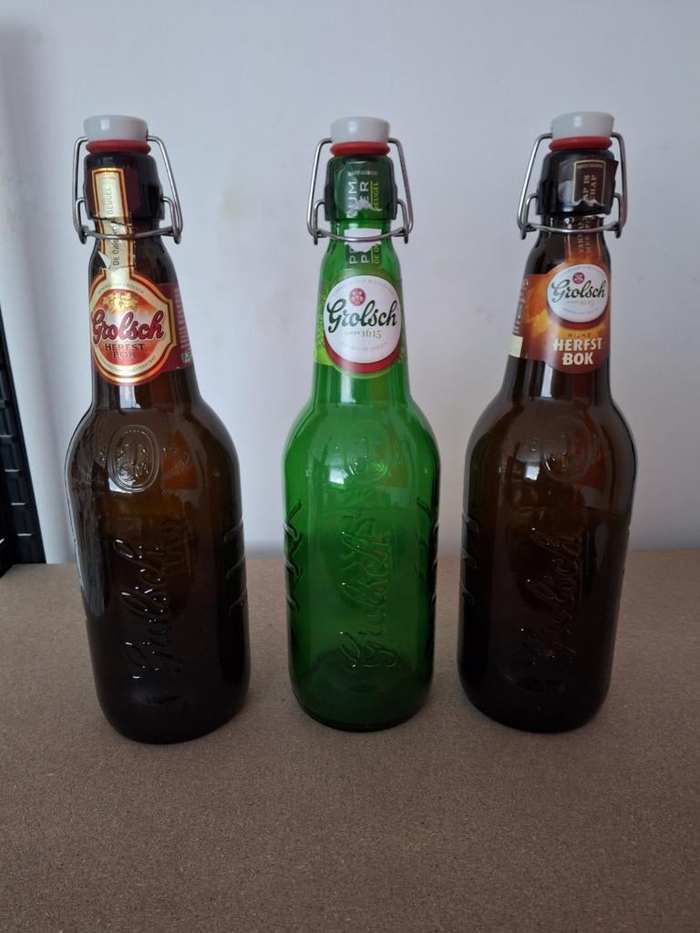 3 lege 1,5 ltr Grolsch flessen, Verzamelen, Biermerken, Ophalen of Verzenden, Gebruikt, Flesje(s), Grolsch