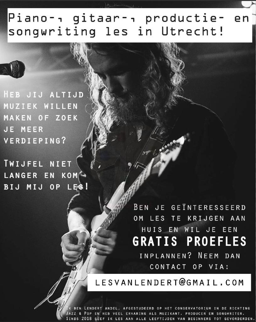 Pianoles, gitaarles, productieles en songwritingles Utrecht, Diensten en Vakmensen, Muziekles en Zangles, Komt aan huis, Snaarinstrumenten