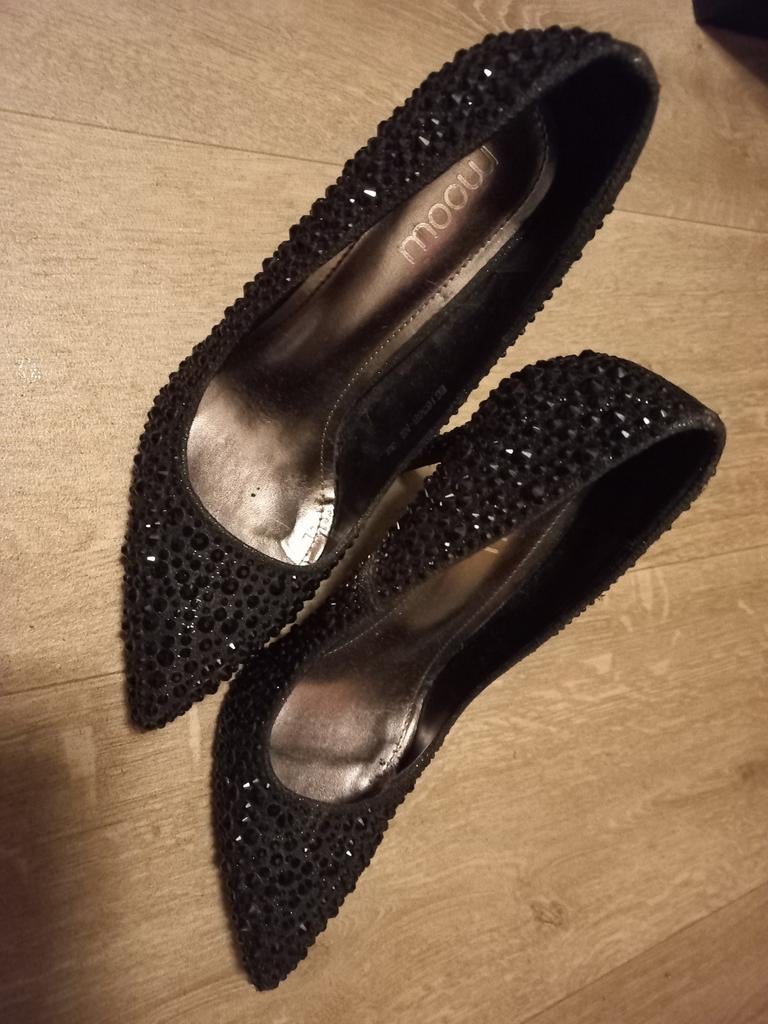 Zwarte Glitter Pumps - Feestelijke Schoenen, Kleding | Dames, Schoenen, Zo goed als nieuw, Pumps, Zwart, Ophalen of Verzenden