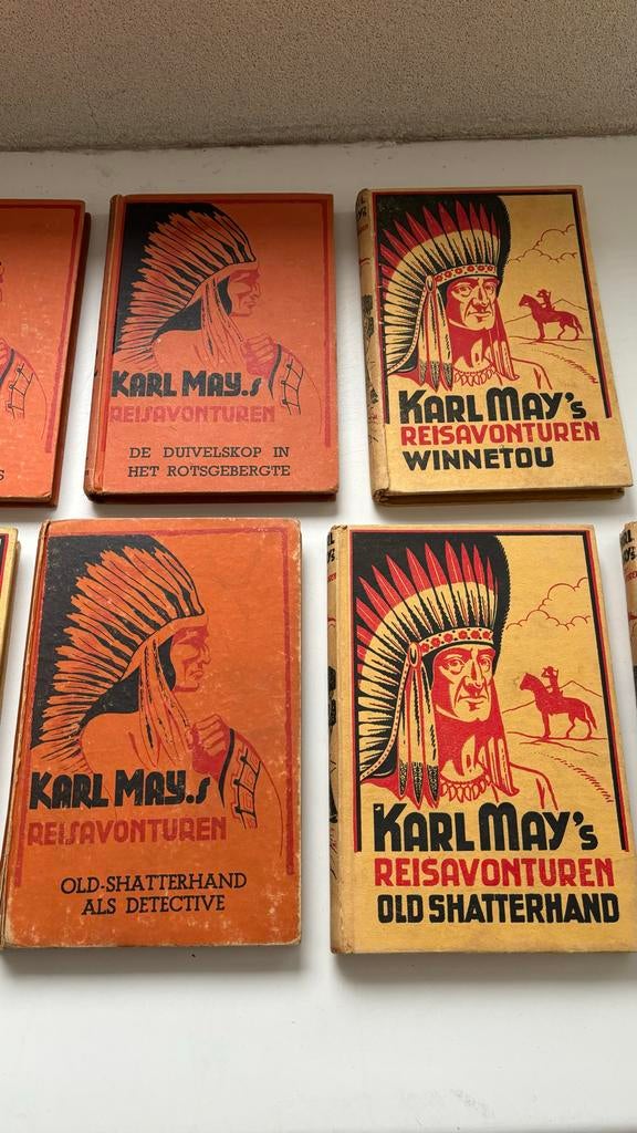 9 oude Karl May boeken, Antiek en Kunst, Ophalen of Verzenden