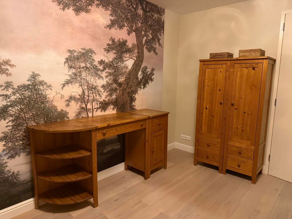 Te koop vuren houten kasten en bureau, Ophalen, Gebruikt, 50 tot 70 cm, 105 cm of meer