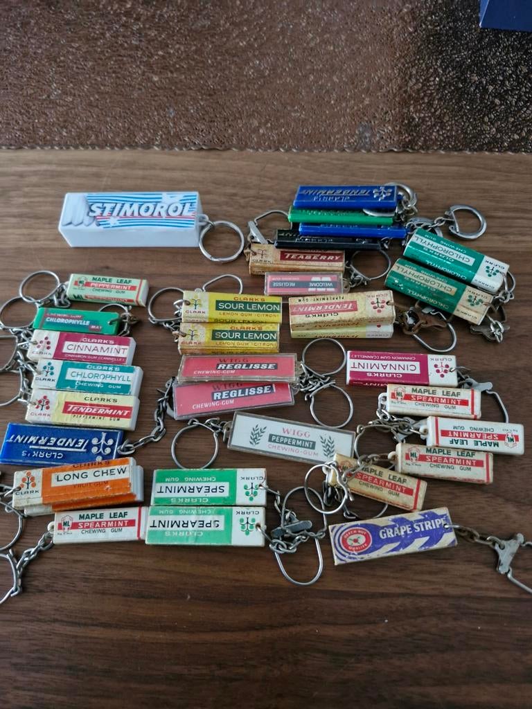 Partij Vintage Kauwgom Sleutelhangers 33 stuks, Ophalen of Verzenden, Gebruikt